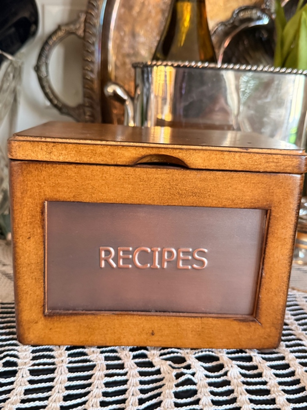 Vintage-wooden recipe box